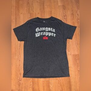 Men's Christmas Gansta Wrapper Graphic Tee Short Sleeve T Shirt Gray Size XL
